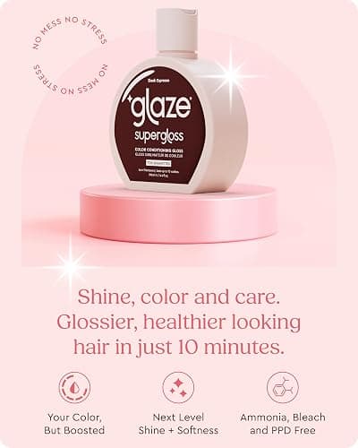 Glaze Supergloss Color Conditioning Gloss With Dispensing Pump – Hydrating Semi-Permanent Color Hair Gloss & Shine Boost – For Natural Medium to Dark Brown Hair – 6.4 Fl Oz - Sleek Espresso thumbnail 3