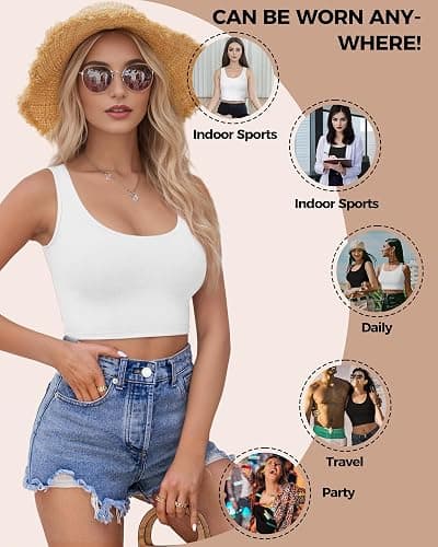 2-3Pcs Tank Tops for Women, U Neck Sleeveless Crop Tops, Basic Cropped Racerback Going Out Tops Athletic Sports Shirts thumbnail 6