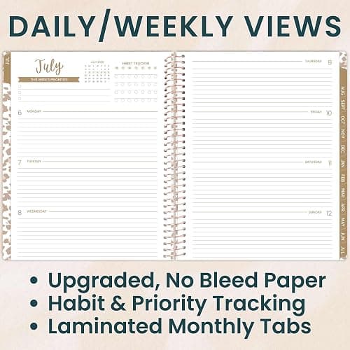 bloom daily planners 2026-2027 (8.5" x 11") Academic Year Day Planner (July 2026 - July 2027) - 13 Months Weekly & Monthly Agenda Organizer with Stickers & Tabs - Tan Leopard thumbnail 2