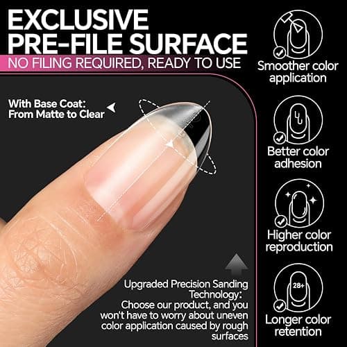 UNA GELLA Short Oval Almond Nails, 504Pcs Pre-shape Fake Nails Full Matte Cover Acrylic Round Almond Gel Nail Tips, 15 Sizes No C Curve Press on Nails for Nail Extension Art DIY Salon thumbnail 3