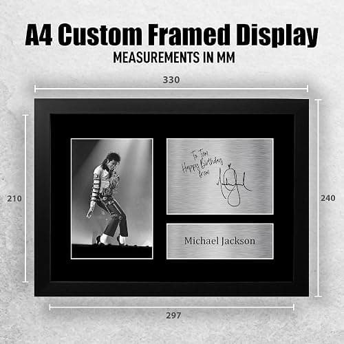 HWC Trading Michael Jackson Personalised Gift - Signed Autograph Picture, Framed A4 Music Memorabilia with Custom Name Message for Birthday Christmas Wedding thumbnail 2