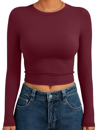 Trendy Queen Womens Long Sleeve Crop Tops Basic Slim Fitted Shirts Fashion 2025 Going Out Y2k Tops Teen Girl Clothes - Image 1