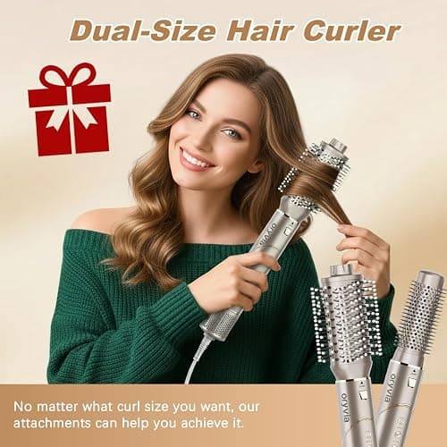 oryvia Air wrap Hair Styler & 8 in 1 Hair Dryer Brush, 1200W Rotate Air Wrap, 130,000 RPM High Speed Negative Ions Hot Air Brush, Air Styler for Volumizer, Curl, Straighten, Drying, Champagne Gold thumbnail 5