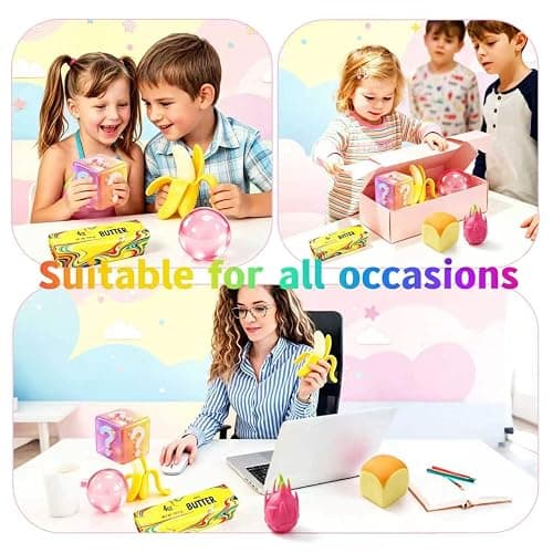 6 Pack Squishy Toy Box, Realistic Slow Rising TPR Sensory Fidget Toys, Soft Squeeze Toys, Assorted Gift Set for Adults and Kids, Desk Toys, Birthday Party Favors, Classroom Prizes thumbnail 5