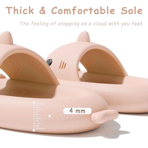 rosyclo Shark Slides for Women and Men, Cute Shark Slippers Adult Youth Cloudy Summer Soft Lightweight Anti-Slip Thick Sole Beach House Cloud Cushioned Shower Slide Sandals Indoor Outdoor thumbnail 3