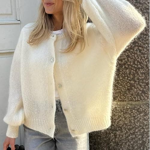 Geagodelia Damen Strickjacke Elegante Langarm Strick Cropped Cardigan Pullover Strickpullover Strickweste Y2k Sweater Knitted Top Herbst Frühling thumbnail 2