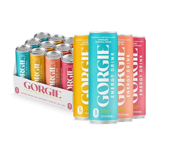 GORGIE Sugar Free Natural Energy Drinks, BestSellers Variety (12 Pack) - Healthy Energy Drinks - Natural Coffee Replacement with Green Tea Caffeine and Biotin - 150mg Caffeine, Vegan, & Low Calorie - Image 1