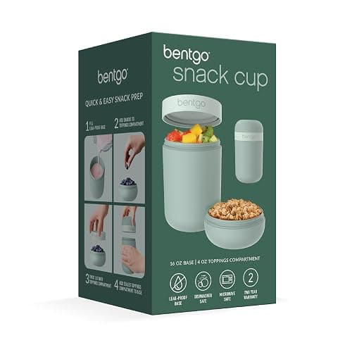 Bentgo Snack Cup, Leak-Proof Snack Container with Toppings Compartment | Dual-Sealing Lid, Airtight, Microwave-Safe Base, Freezer & Top-Rack Dishwasher-Safe (Mint Green) thumbnail 7