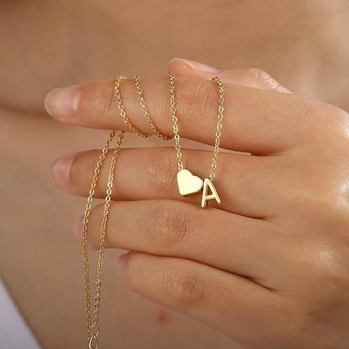 Turandoss Heart Initial Necklace for Women Teen Girls - 18K Gold Plated Letter A-Z Pendant Necklace Dainty Heart Necklaces Tiny Initial Necklaces Birthday Gifts for Women Jewelry thumbnail 4