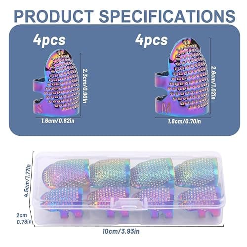 Yizzvb 8 Pcs Sewing Thimbles, 2 Sizes Metal Thimble Sewing Finger Protector | Metal Thimble Dazzle Color Adjustable Metal Sewing Thimble Rings, Sewing Quilting Craft Accessories Diy Sewing Tools thumbnail 2