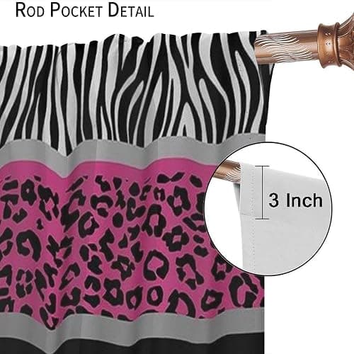 XBDDZSW Leopard Zebra Curtain,Wild Animals Skin Red Black Geometric Romantic Pink Abstract Pattern Printing Bedroom Living Room Rod Pocket Window Drapes 2 Panels W42xl45 Inch Decor thumbnail 6