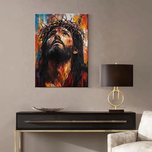 Framed Jesus Canvas Wall Art Crown of Thorns Picture Religious Print Poster Faith Christian Painting Artwork for Living Room Bedroom Church or Office Decor 12x16 Inch Ready to Hang thumbnail 7