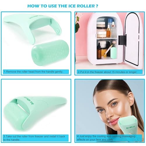 Ice Roller for Face and Body Massage, Facial Roller Skin Care Tool for Reduce Wrinkles and Puffiness, Migraine Pain Relief and Skin Tighten, Cold Therapy for Cooling and Calming(Green) thumbnail 6