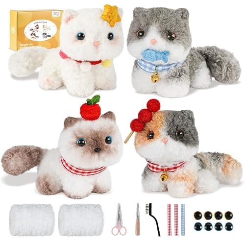 Pipe Cleaners Craft kit, A Pipe Cleaner kit Suitable for Beginners. It Includes a Kits for Making The Shapes of 4 Animal and Comes with Simple and Easy-to-Understand Video tutorials(4pack cat) - Image 1