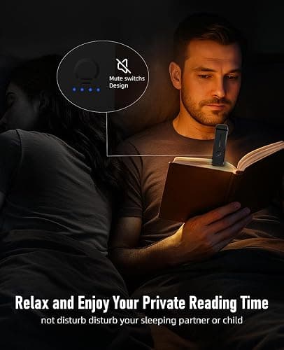 HIONXMGA Book Light for Reading in Bed,Rechargeable LED Reading Light,3 Amber Colors & 7 LEDs Precise Dimming,Portable & Long Lasting, Perfect for Book Worms,Kids(Black) thumbnail 7