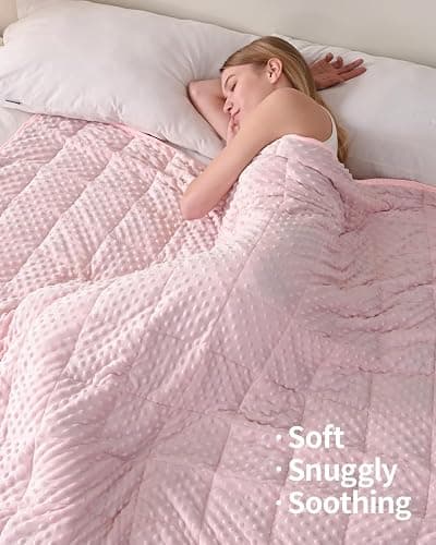 Mr. Sandman Weighted Blanket for Adults Queen, Minky Dots Heavy Blanket for Woman,Man Sleeping/Calm, Soft, Cozy and Cooling Weighted Throw Blankets, Machine Washable, 60 x 80in, 15 Pounds, Pink thumbnail 3
