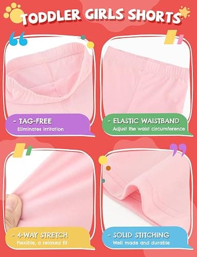 4 Pack Baby Toddler Girls' Shorts Bike Cartwheel Dance Pull On Shorts Girls Summer Athletic Everyday Clothes Soft - Set 8 - 18-24 Months thumbnail 3