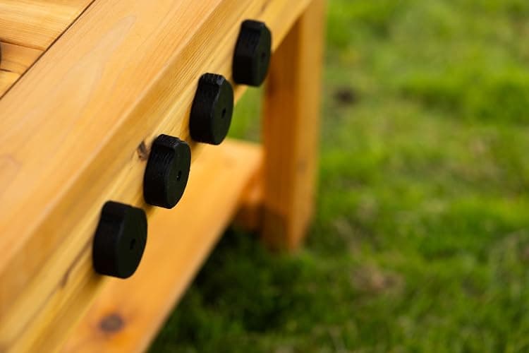 Noble Toys XL Cedar Outdoor Mud Kitchen Centered with Backsplash and Stovetop for Toddlers Kids | Pretend Play Table | Sensory Table | Outside Playset | Real Wooden Kitchens | Preschool Equipment thumbnail 8