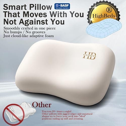 HighBeds Side Sleeper Pillow – Soft Ergonomic Cervical-Neck-Pillow for Neck Pain Relief, Ice Silk Zipperless Pillowcase, Eco Friendly and Durable Material (White) thumbnail 2