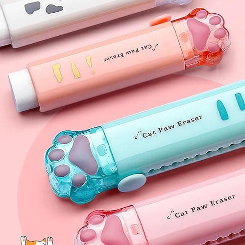 Doraking Cute Eraser, Retractable Kawaii Cat Paw Erasers for Kids, Rubber Push-Pull Eraser for Students Writing Drawing Aesthetic Erasers for School Office Supplies thumbnail 8