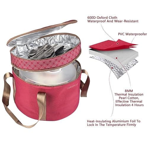 Tmrioplep 12 Inch Cake carrier Container with Lid and Handles Includes Insulated Bag for Safe Transportation of Buttercream Doesn't Melt Easy for Cakes, Pies and Cupcakes (Red) thumbnail 6