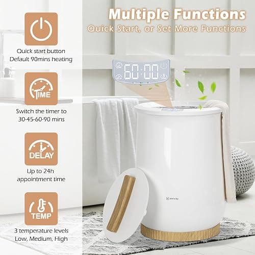 Keenray Upgraded Towel Warmer Bucket, Large Towel Warmer with 3 Heating Modes, Heat Time 30/45/60/90 Min Adjustable and Up to 24 Hour Delay Timer, Towel Heater for Oversize Bathrobes Blankets, CL1Plus thumbnail 4