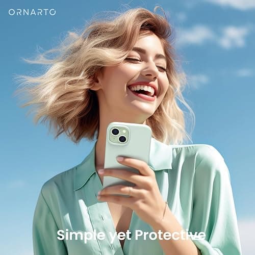 ORNARTO Compatible with iPhone 15 Case 6.1, Slim Liquid Silicone 3 Layers Full Covered Soft Gel Rubber Phone Case, Anti-Scratch Shockproof Protective Cover 6.1 Inch, Light Green thumbnail 6
