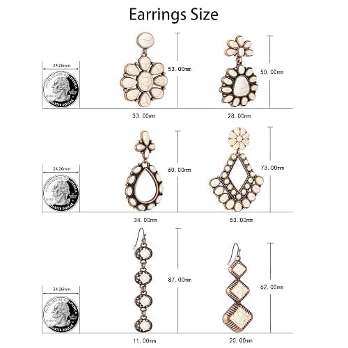 JMScape 6 Pairs Western Turquoise Earrings Set for Women Boho Vintage Dangle Earring Statement Country Cowgirl Jewelry Accessories for Gift thumbnail 7