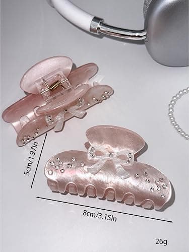 OUSEON Bow Hair Claw Clips for Women, Non-Slip Sparkling Hair Clamps for Thick Hair, Strong Hold Hair Accessories for Workout Party Everyday Use thumbnail 9