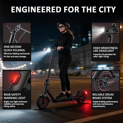 Sypeeot Foldable Electric Scooter for Adults, 25-40 km Range, 8.5 or 10 Inch Tires, Dual Suspension and App Control thumbnail 4