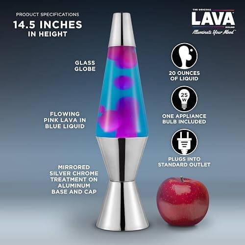 LAVA The Original Lamp - 14.5" Techno Chrome - Classic Liquid Motion Lamp - Pink and Blue Liquid - Item #2097 (Amazon Exclusive) thumbnail 4