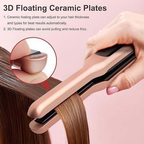JAETON Small Flat Iron 3/10" Mini Hair Straightener for Short Hair Curling Iron for Edges,Mini Straightener for Travel,Fast Heat Up,Dual Voltage,Ceramic Tourmaline thumbnail 3