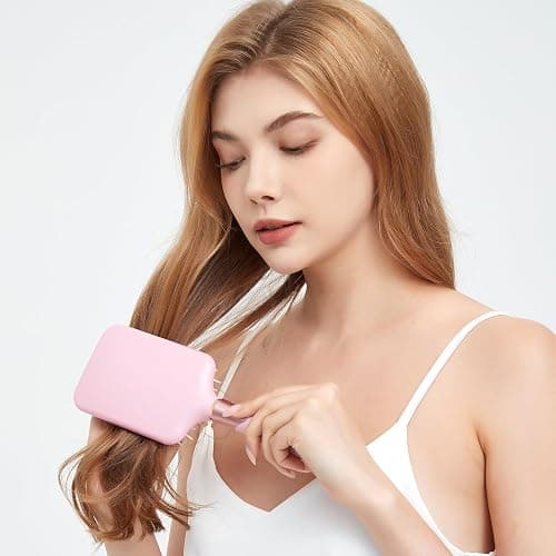 RHOS Paddle Brush for Women & Men - Detangler for Thick, Curly, Long, Wet & Dry Hair - Nylon Bristles Square Cushion Brush for Smoothing and Detangling (1 Pack - Pink) thumbnail 8