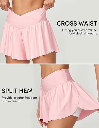 IUGA Athletic Shorts for Women High Waisted Workout Running Shorts Crossover Flowy Butterfly Preppy Clothes Skorts for Woman thumbnail 5