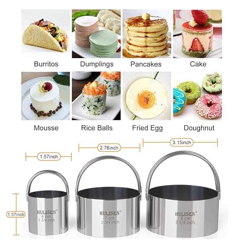 HULISEN Biscuit Cutter Set (3 Pieces/Set), Stainless Steel Round Cookies Cutter with Handle, Professional Baking Dough Tools, Gift Package thumbnail 3