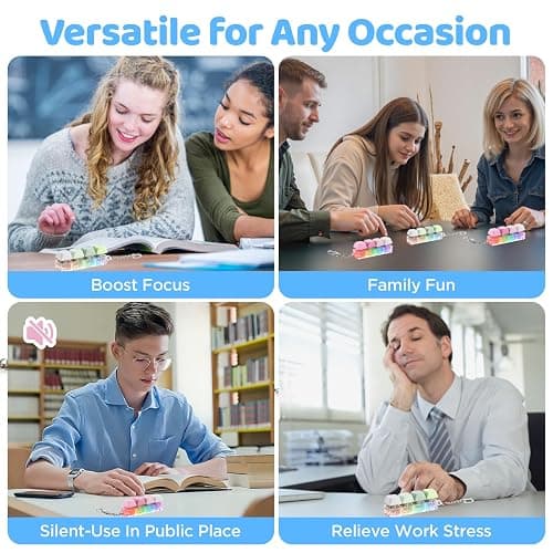 2 Pack Keyboard Fidget Toy Light Up – Clicky & Silent Keyboard Clicker Fidget Keychain – Quiet Fidget Toys for Adults, Sensory Toy for Boost Focus & Calm Anxiety at Work, Travel – Stress Relief Gifts thumbnail 7