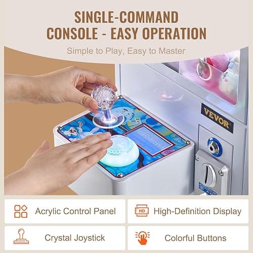 VEVOR Claw Machine, 0-3” Jaw Diameter 0-5” Jaw Lifting, Crane Prize Grabber Commercial Arcade Game Toys, Cool Fun Grab-and-Win Machine w/Light and Sound, Dispenser Vending Toy for Kids,Boys &Girls thumbnail 7