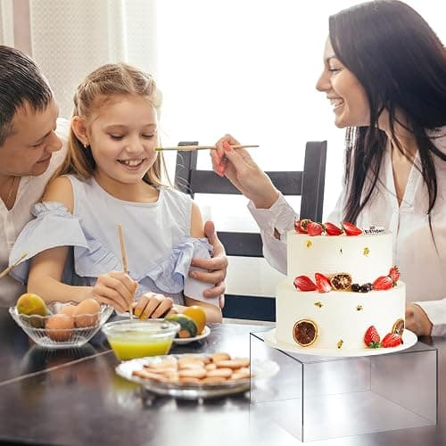Leinuosen 7 Pcs Large Buffet Risers Set 6" to 12" Acrylic Display Box Catering Dessert Table Riser Food Display Decorative Stand with Hollow Bottom for Catering Supplies(Clear, Square) thumbnail 7