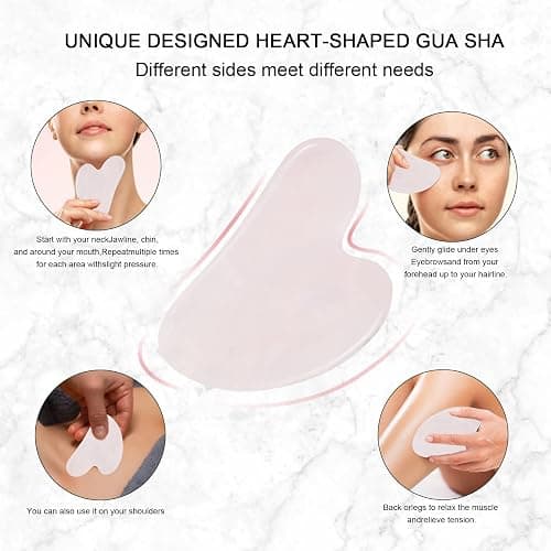 XYZBSTAR Jade Roller for Face, Facial Roller Massager Skin Care Tool, Gua Sha Facial Tools for Face, Neck, Eyes, Reduce Puffiness of The Skin (APink) thumbnail 5