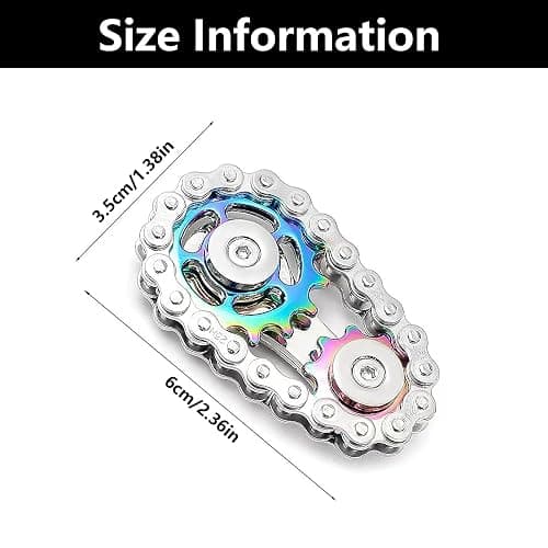 Bike Chain Fidget Toy, Fidget Chain, Chain Fidget Toy, Chain Fidget Spinner, Bike Chain Gears Toy, For Anxiety Relief, Metal Fingertip Spinning Sensory Toy for Adult Kid (Colorful) thumbnail 2