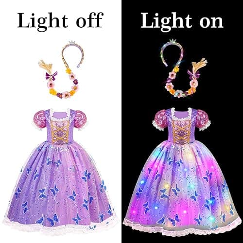 Meland Princess Dresses for Girls - Light Up Princess Costume for Little Girl, Halloween Costumes & Gift for Toddler Age 3-10 thumbnail 9