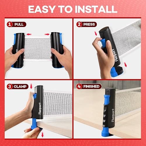 FBSPORT Ping Pong Paddle Set, Portable Table Tennis Set with Retractable Net, 4 Rackets, 8 Balls and Carry Bag for Adult Indoor/Outdoor Games thumbnail 6