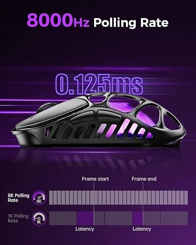 GravaStar Mercury X Pro Wireless Gaming Mouse, Come with 8K Dongle – 32,000 DPI PAW 3950 Sensor, 8,000Hz Polling Rate, Only 49g, Magnesium Alloy Hollow Frame, RGB Lighting, 5 Programmable Buttons thumbnail 2