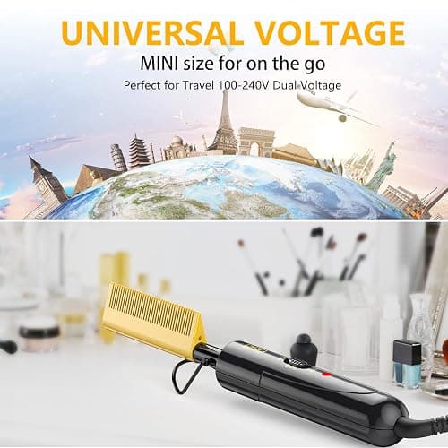 DAN Technology hot Comb Electric for Wigs,450℉Small hot Comb for Edges,Low and high Temperatures, Hair straightening Comb for Black Hair,Portable & Dual Voltage for Travel & Home… thumbnail 4