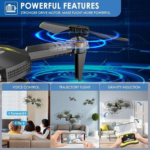 AVIALOGIC Mini Drone with Camera for Kids, Remote Control Helicopter Toys Gifts for Boys Girls, FPV RC Quadcopter with 1080P HD Live Video Camera, Altitude Hold, Gravity Control, 2 Batteries thumbnail 5