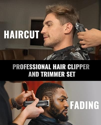 Jack&Rose Clippers and Trimmers Set, Cordless Hair Clippers, Beard trimmer for Men Hair Cutting Kit, Rechargeable Electric Hair Clippers, IPX7 Waterproof Hair Trimmer with Travel Bag (Black) thumbnail 3