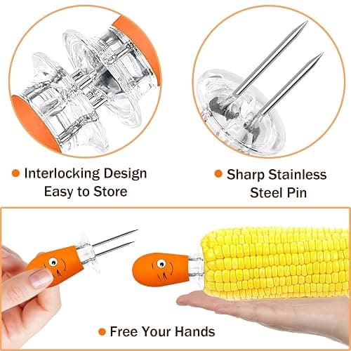 AUGSUN Corn Holders, 10Pcs/5 Pairs Corn Cob Holders Sets, Funny Faces Stainless Steel Corn on The Cob Holders BBQ Fork Skewers for Home Cooking Parties Camping (Multicolor) thumbnail 4