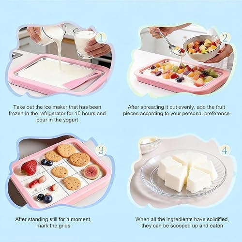 Rolled Ice Cream Maker, Portable Instant Rolled Ice Cream Tray with Dual Scrapers, DIY Rolled Ice Cream Homemade Italian Ice Cream, Sorbet, Frozen Yogurt tray (Pink) thumbnail 4