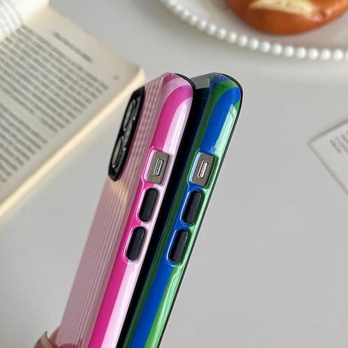Longlayss Compatible with iPhone 14 Pro Case Cute Aesthetic Striped Phone Case for Women Girl Shockproof Slim TPU and Hard PC Protective Cover (Hot Pink) thumbnail 5