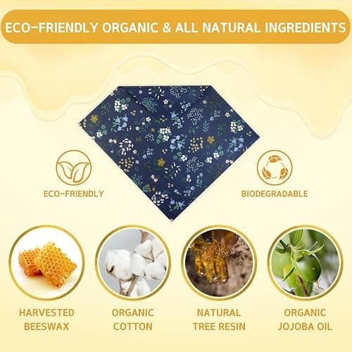 Reusable Beeswax Wrap - 9 Pack Beeswax Wraps for Food, Eco-Friendly Beeswax Food Wraps, Bread Sandwich Wrapper - Organic, Sustainable, Zero Waste, Reusable Plastic-Free Food Storage Wrap, 1XL, 3M, 5S thumbnail 3